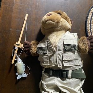 Early 2000s Build-A-Bear Otter with Fishing Outfit